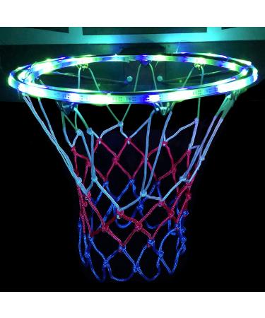 SCOTEEP Solar LED Basketball Hoop Lights, LED Basketball Rim Light Ideal for Kids Adults Parties and Training Waterproof 8 Modes Multicolor for Playing at Night Outdoors