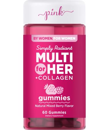 PINK Multivitamin for Women | 60 Gummies | Non-GMO & Gluten Free | Plus Collagen & Biotin | Mixed Berry Flavor