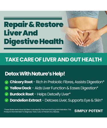 Liver Cleanse Detox Supplement with Artichoke Extract - 22 Herbs for Liver Health - Milk Thistle, Dandelion, Turmeric & More - 60 Capsules - Buy Online on GoSupps.com