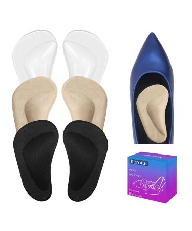 3Pairs Gel Arch Support Insoles Pads Arch Support Cushions Shoe Insert for Flat Feet Adhesive Arch Pad for Relieve Pressure and Feet Pain Black-beige-clear