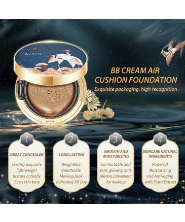 CATKIN BB Cream Air Cushion Foundation - Full Coverage, Moisturizing Concealer, Free Refill - Medium Warm Camel 0.46 oz - Buy Online on GoSupps.com