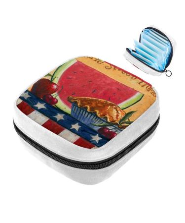GIAPB Sanitary Napkin Storage Bag Period Bag Tampon Bag Makeup Bag Pad Pouch Vintage Fruit and Food Color3742