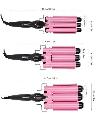 Zwinner 3 Barrel Curling Iron Pink Curling Iron Wand Hair Styling Tool Electric Hair Curler with 2 Gears Temperature Adjustable Fast Heating Big Wave Curling Iron for Women Long Hair(22mm) - Buy Online on GoSupps.com