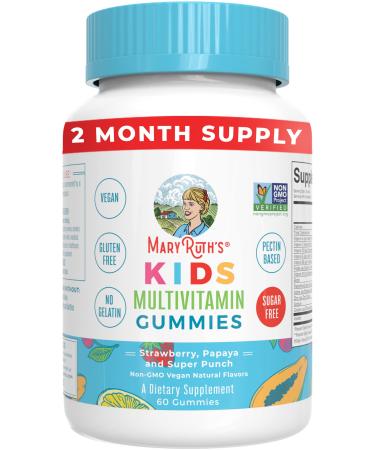 MaryRuth Organics Kids Multivitamin Gummies Strawberry Papaya And Super Punch  60 Gummies