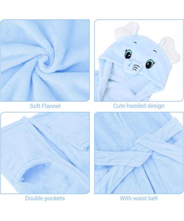 Shop Wytbaby Soft Flannel Bathrobe for Babies | Quick-Dry Hooded Robe - Blue Elephant Design (3-12 Months) - Buy Online on GoSupps.com