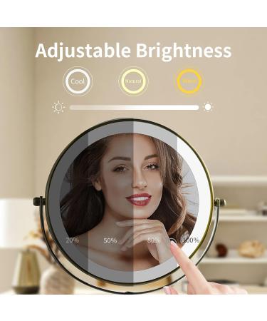Nicesail Rechargeable Makeup Mirror with 7X Magnification | 3 Color Lighting | Adjustable Brightness | 360 Rotation | Double Sided | Antique Bronze - 8 Inch - Buy Online on GoSupps.com