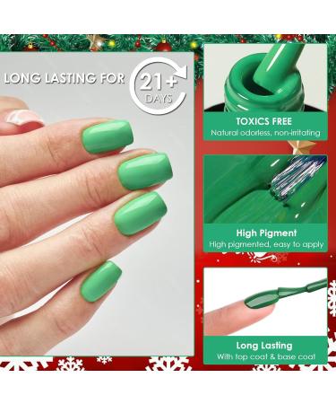 Christmas Gel Nail Polish Set 4 Colors Red Green Black White Nail Polish Gel Set with Gel Top Coat & Base Coat New Year Gel Nail Varnish Soak off UV LED Lamp Nail Art Manicure Gifts for Women Girls - Buy Online on GoSupps.com