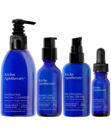Full-Size 4-Piece Set | Handcrafted Natural Anti-Aging Formula | Facial Cleanser + Perfecting Serum + Facial Moisturizer + Eye Serum | All Skin Types | Women & Men ($165 Value) 4 Piece Set