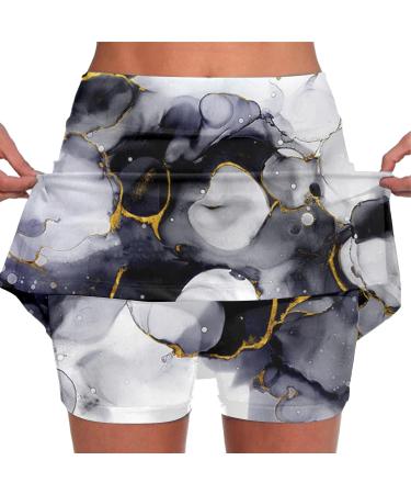 iOoppek Women's Solid Color Mid Waist Yoga Skirt with Pockets | Black Corduroy Workout Skirt - International Shipping Available - Buy Online on GoSupps.com