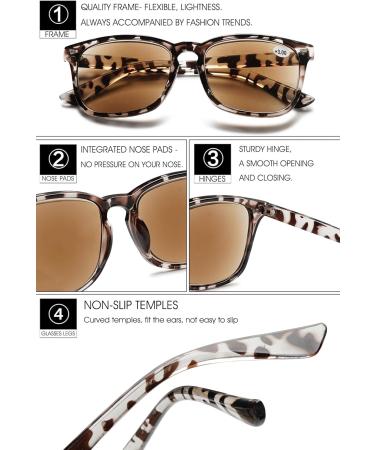 Vevesmundo Reading Glasses with Sun Protection | 4-Piece Set for Men & Women | Enhanced Visual Aid Sunglasses | Perfect for Sunny Days - Buy Online on GoSupps.com