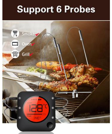 Buy Bfour Kitchen Bluetooth Thermometer - Digital Grill Meat Thermometer with 6 Probes & Alarm | Perfect BBQ Gift - Buy Online on GoSupps.com