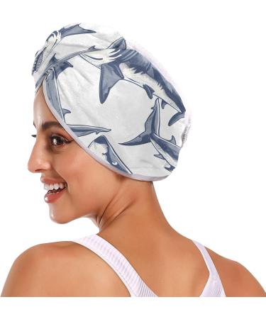 Angry Grey Shark Hair Towel 2 Pack - Super Absorbent Quick Dry Hair Turbans for Women & Girls - Buy Online on GoSupps.com