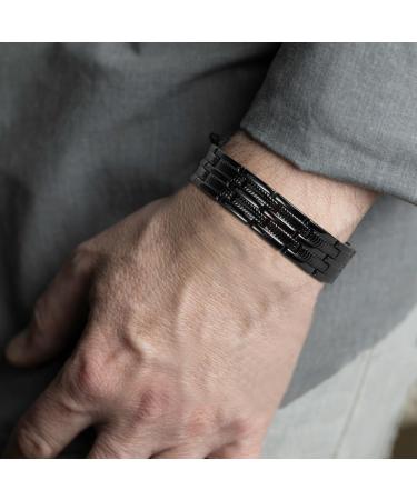 BioMag Copper Bracelet for Men - 8.5in Adjustable Magnetic Wristband with Ultra Strength Magnets - Copper Black - Buy Online on GoSupps.com