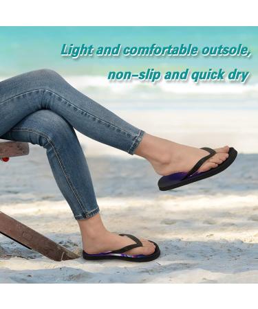 Mnsruu Unicorn Fire Starry Flip Flop Sandals - XXL Multicolored Slippers for Men & Women | Perfect for Hotel Spa Bedroom & Travel - Buy Online on GoSupps.com