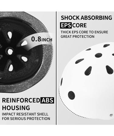 Nattork Skateboard Helmet Protective Gear for Kids,Multi-Sport Scooter Helmet with Removable Liner for Bike, Scooter, Inline Skate, Roller Skate, Suitable for Kids Youth Adults White Medium (20.47'' - 22.83'' / 52cm - 58cm) - Buy Online on GoSupps.com