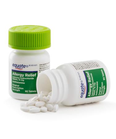 Equate Allergy Relief Cetirizine Hydrochloride Tablets 10 mg/Antihistamine 90 Tablets Twin Pack