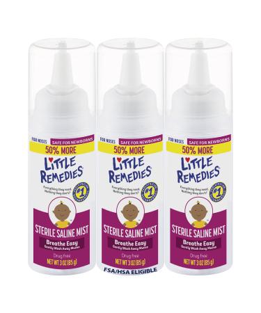 Little Remedies Sterile Baby Saline Nasal Mist Safe for Newborns to Relieve Stuffy and Dry Noses 3 Fl Oz Pack of 3 3 Fl Oz (Pack of 3)