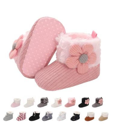outfit spring Baby Winter Warm Fleece Bootie Newborn Non-Slip Soft Sole Winter Shoes Sock Shoes Cute Adjustable Crawling Shoes Prewalker Boots for Girls Boys Toddler 0-18 Months 6-12 Months E Pink