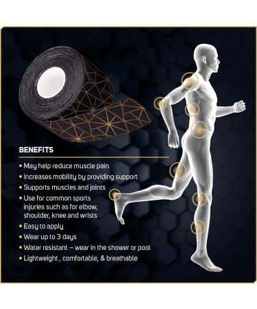 Care Science Waterproof Kinesiology Tape - 40 ct Precut Strips (2 Rolls) | Copper Infused Water Resistant Elastic Athletic Tape for Sports & Weightlifting - Muscle Strain Relief & Joint Support - Buy Online on GoSupps.com