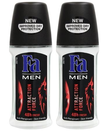 Fa Deodorant 1.7 Ounce Roll-on Men & Women 50ml - 2 Pack (Attraction Force - Men)