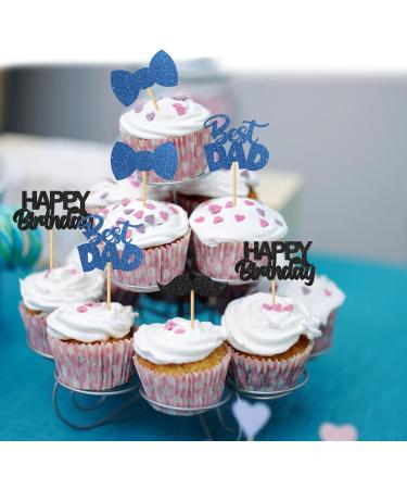 MonMon & Craft Birthday Dad Cupcake Toppers/Best Dad Ever Cupcake Toppers/Father's Day Party Cupcake Decorations - Happy Birthday Dad Cupcake Toppers Glitter 24 Pcs - Buy Online on GoSupps.com