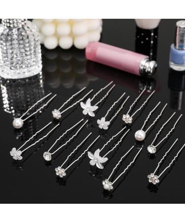 AUXSOUL Bridal Hair Pins - Crystal Pearl U-Shaped Diamond Clips for Wedding - 30Pcs (6 Styles) - Buy Online on GoSupps.com