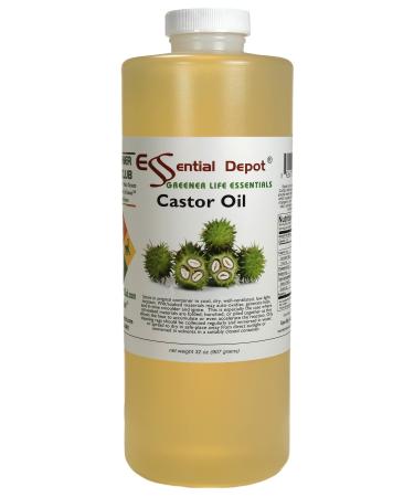 Castor Oil - 1 Quart - 32 oz - safety sealed HDPE container with resealable cap