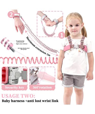 Girls Toddler Leash | Child Safety Harness | Anti Lost Wrist Link | Reflective Pink Leash 4-in-1 Walking Assistant | Butterfly Design | Ideal Gift - Buy Online on GoSupps.com