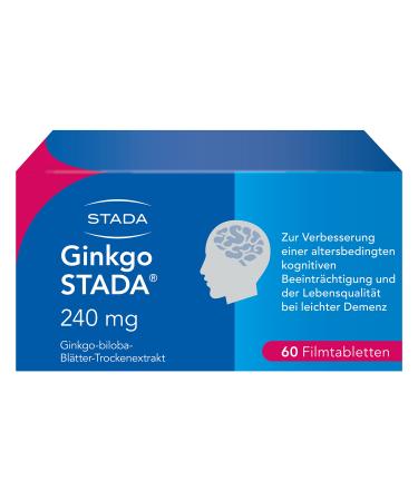 Ginkgo Stada 240 mg medicinal products to improve age -related cognitive impairment and the quality of life with mild dementia - 1 x 30 film -coated tablets 60 pieces (1 Pack)