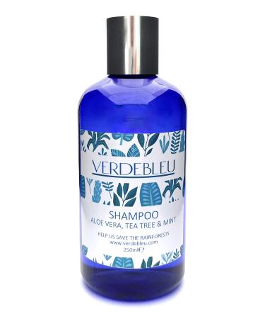 99% Natural - PH Balanced - SHAMPOO FOR OILY HAIR - ALOE VERA TEA TREE & MINT - 250ml by VERDEBLEU - Free of sulfates Parabens. We Donate 5% of Profits to Save the Rainforests