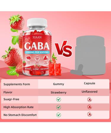 GABA Gummies 1000mg for Kids & Adults Chewable GABA Supplements with L Theanine 5-HTP Ashwagandha Vitamins B6 B12 D3 for Calm & Zzz Sugar-Free/Vegan Strawberry Flavor 60 Count Strawberry 60 Count (Pack of 1) - Buy Online on GoSupps.com