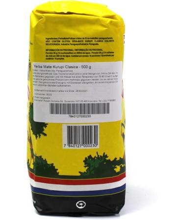 Kurupi Yerba Mate Classica 500g (Sac) - Paraguayen - Yerba Mat - 500 g de yerba mate pure (avec tiges) - Convient pour tre fait avec de l'eau chaude ou froide ou avec du jus (terere) - Buy Online on GoSupps.com