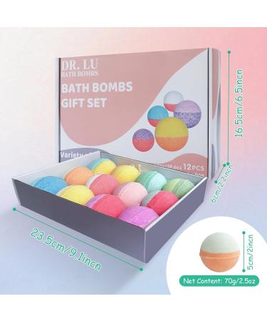 Dr. LU Bath Bombs Gift Set - 12 PCS Handmade Organic Bubble Bath Bombs with Essential Oils for Valentine's, Mother's Day, Anniversary - Natural & Organic Shower Bombs - Buy Online on GoSupps.com