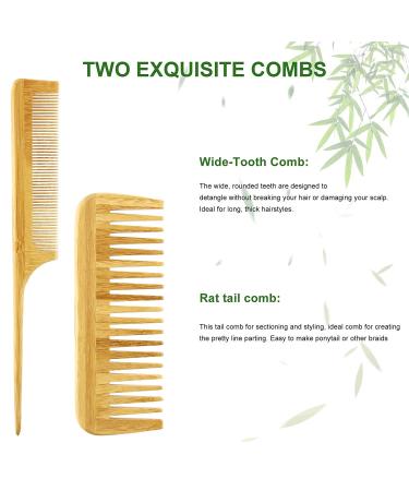 MRD Natural Bamboo Hair Brush Set - Wide-Tooth Paddle Comb for Women Men Kids - Ideal for Thick Thin Curly Dry Hair - No Bristle Detangling Kit - Buy Online on GoSupps.com