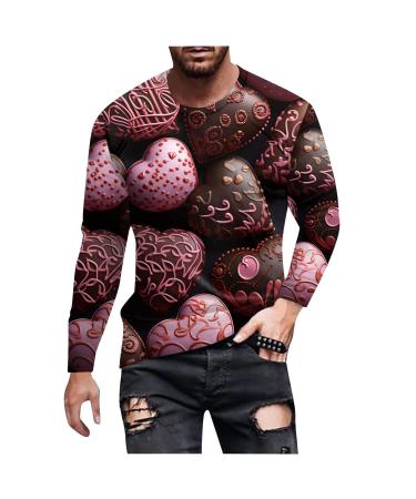 Men's Long Sleeve Tops Tunic Basic Sweatshirts Fashion Designer Blouse Pullover Loose Comfy O-Neck T Shirt Tees Brown Medium