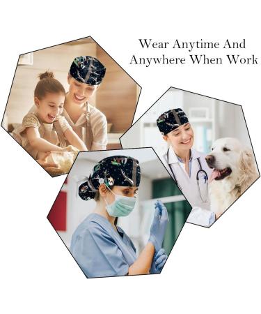 Parrot White Print Surgical Caps Hats - 2PCS Women's Bouffant Working Hat with Ponytail Holder - Pattern 03 - Buy Online on GoSupps.com