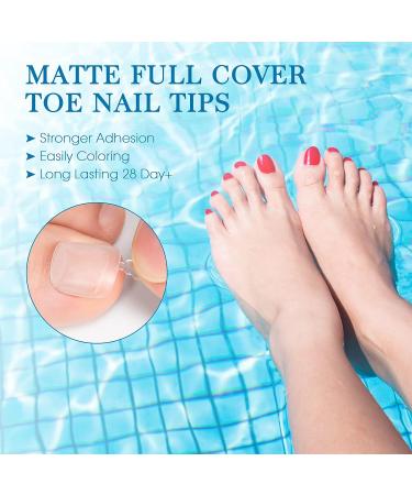 Ranrose Clear False Toenail Tips - 120Pcs Full Cover Soft Gel Matte Fake Toenail Tips - Short Square ToeNail Tips - Salon Quality Press On Toenails - 12 Sizes - Buy Online on GoSupps.com