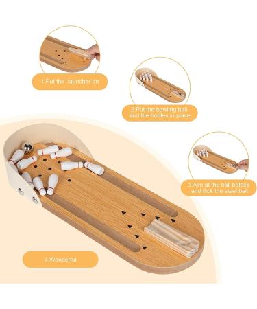 VITTYL Mini Bowling Game Set - Fun White Elephant Gift for Kids & Adults | Desk Stress Reliever | Educational Early Development Toy | Wooden Mini Bowling Ball - Buy Online on GoSupps.com