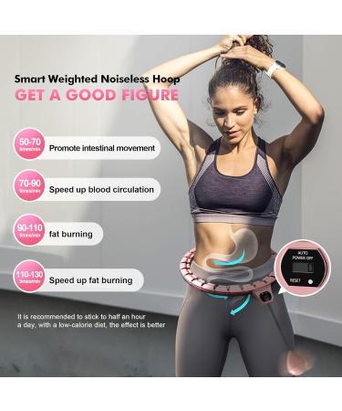 AIMAKER Silent Smart Hula Exercise Hoop for Weight Loss - 3rd Gen Weighted Infinity Hoop with Counter - Pink Hoop for Women and Beginners - Buy Online on GoSupps.com