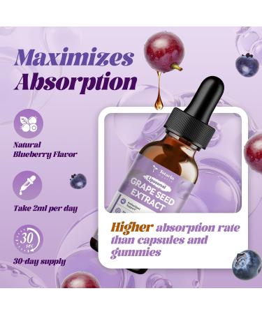 Grape Seed Extract Liquid Drops | High Potency 95% Polyphenols Antioxidant Supplement for Skin, Heart & Immune Support | Vegan, Gluten Free | Alcohol-Free & Non-GMO | 2FL 2 Fl Oz (Pack of 1) - Buy Online on GoSupps.com