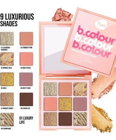 7DAYS Eyeshadow Palette | Makeup Eyeshadow Palettes Nude Purple Long Lasting Pigmented Shades with Gold Glitter 9g - Buy Online on GoSupps.com