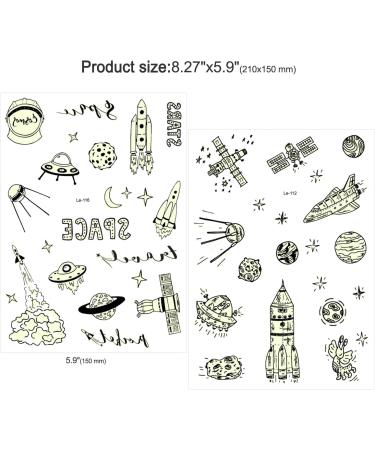 150PCS Glow in The Dark Space Tattoos for Kids - Konsait Luminous Solar System Universe Temporary Tattoos for Boys Girls - Birthday Party Favor - Buy Online on GoSupps.com