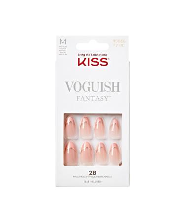 KISS Press-On Nails Nail glue included 'clatant' Medium Size Almond Shape Includes 28 Nails 2g Glue 1 Manicure Stick 1 Mini file clatant