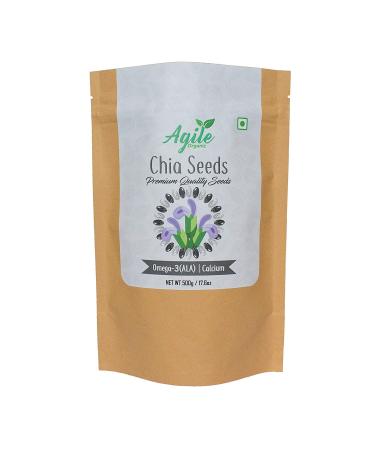 Agile Organic Authentic Raw Chia Seeds 500g (Premium Quality)