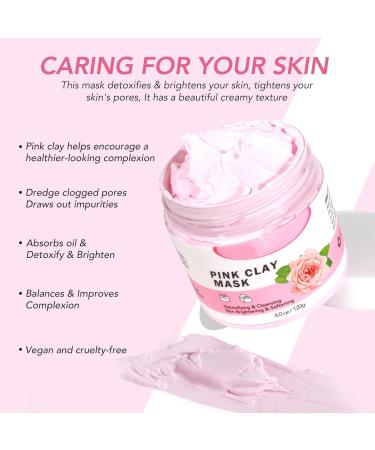 Rose Clay Mask - Mud Mask for Pore Clearing - Face Masks Skincare for Women - Mud Face Mask for Deep Cleansing Refining Pores - Reduce Acne & Dark Spots - Buy Online on GoSupps.com