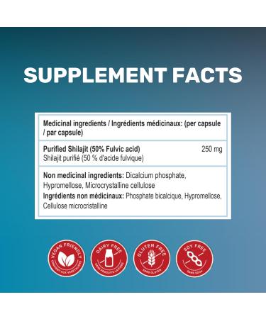 Dr. Klein's Natural Shilajit for Men & Women. 500mg daily dose. 50% Fulvic Acid. Pure Himalayan Shilajit. Ayurvedic Rasayana. Vegetarian & Gluten Free. Made in Canada. 60 Capsules (Pack of 3) - Buy Online on GoSupps.com