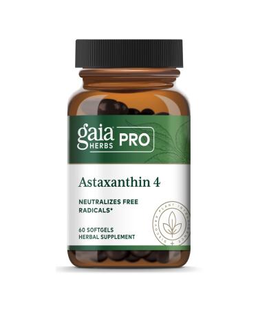 Gaia PRO Astaxanthin 4 - Immune & Skin Support Supplement - Antioxidant Activity Herbal Supplement for Immune Health - with Astaxanthin & Rosemary Extract - 60 Softgels (60 Servings)