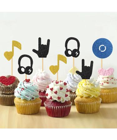 MonMon & Craft Hip Pop Disco Cupcake Toppers/Dancing Cupcake Decor/Children Adults Rock n Roll Birthday Party Cupcake Decorations/Music Concert Party Cupcake Toppers - 24 Pcs Glitter - Buy Online on GoSupps.com