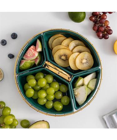 Fruit Bowl Salad Bowl Ceramic Fruit Tray Rotatable 4 Compartments with Metallic Blue and Handles Fruit Snacks Fruit Platter Fruit Bowl for Kitchen Counter (Color : A) (A) - Buy Online on GoSupps.com