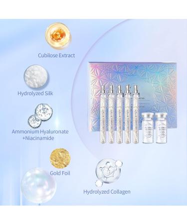 Protein Lifting Set Gold Face Serum Active Collagen Silk Thread Face Serum Absorbent Collagen Threads for Wrinkle Reduction Firming Skin - Buy Online on GoSupps.com